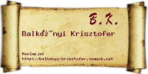 Balkányi Krisztofer névjegykártya