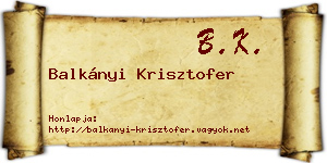 Balkányi Krisztofer névjegykártya